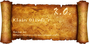 Klain Olivér névjegykártya
